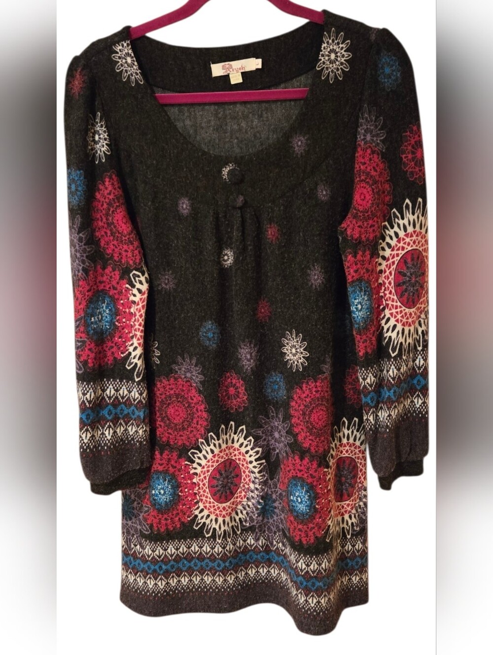 Aryeh BoHo Embriodered Sweater Dress Size Large